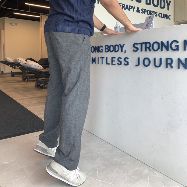 Supported heel raises. For strong calf muscles